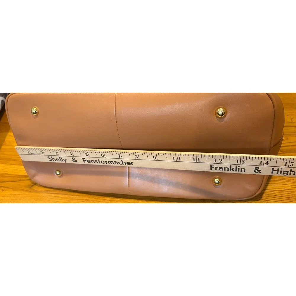 Joy & Iman Yellow Tan Split Leather Satchel Handbag Set with Wallet and Clock